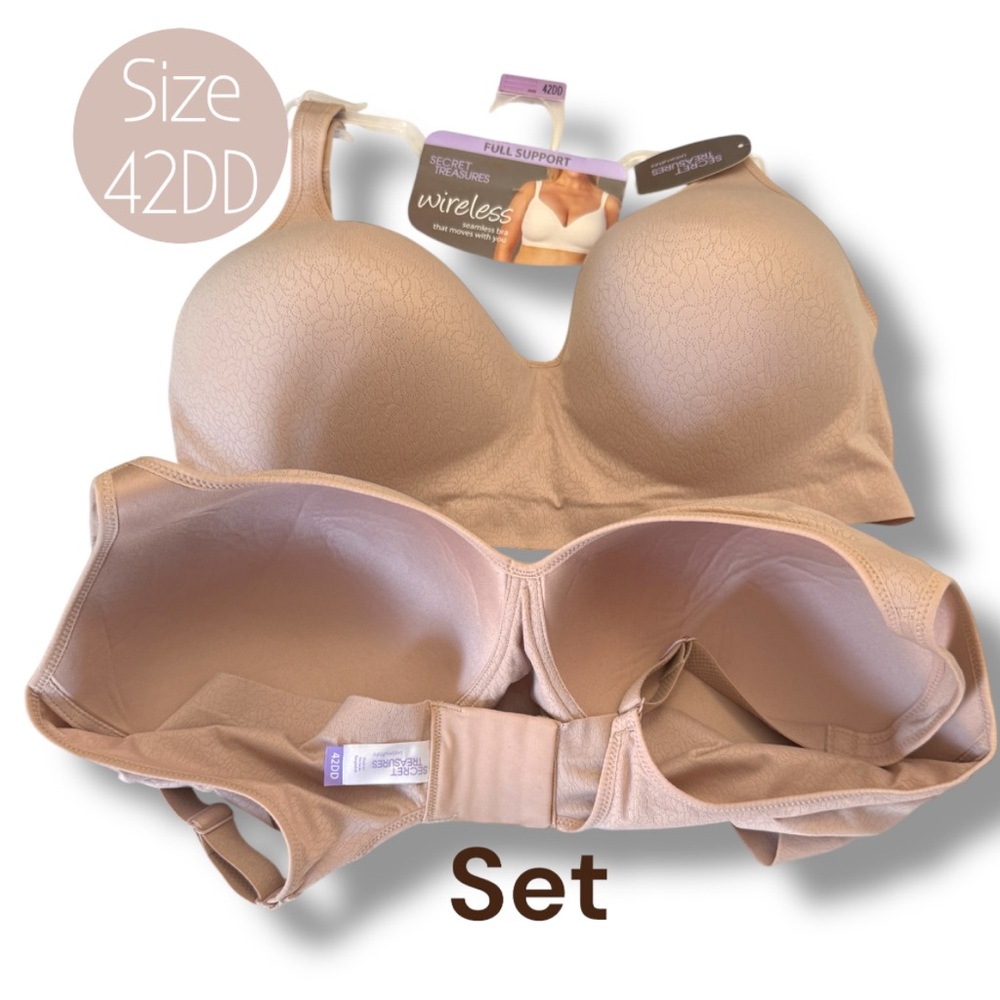 Nude Bra SET, Women’s Bra, Hanes Women's Wireless Bra Set-Tan, Beige, New Bra